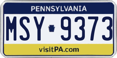 PA license plate MSY9373