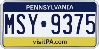 PA license plate MSY9375