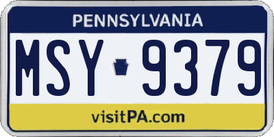 PA license plate MSY9379