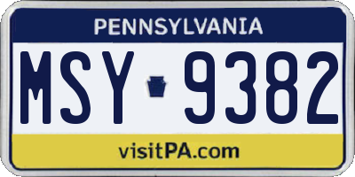 PA license plate MSY9382