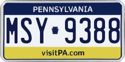 PA license plate MSY9388