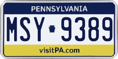 PA license plate MSY9389