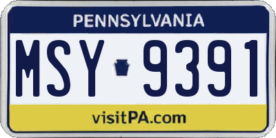 PA license plate MSY9391