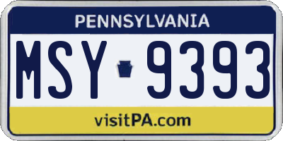 PA license plate MSY9393