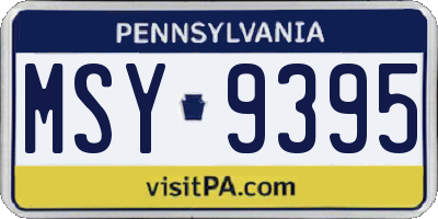 PA license plate MSY9395