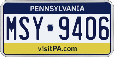PA license plate MSY9406