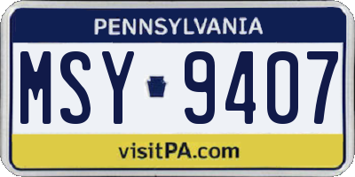 PA license plate MSY9407