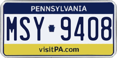 PA license plate MSY9408
