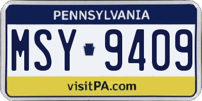 PA license plate MSY9409
