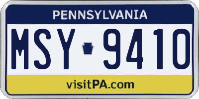 PA license plate MSY9410
