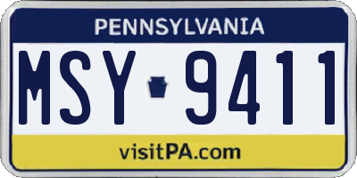 PA license plate MSY9411