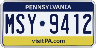 PA license plate MSY9412