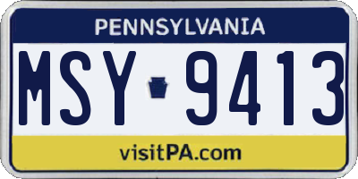 PA license plate MSY9413