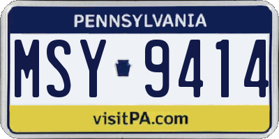 PA license plate MSY9414