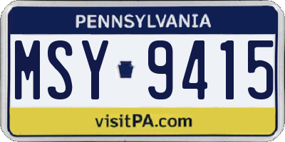 PA license plate MSY9415