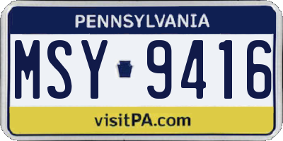 PA license plate MSY9416