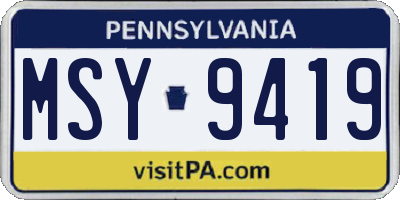 PA license plate MSY9419