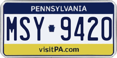 PA license plate MSY9420