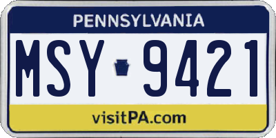 PA license plate MSY9421