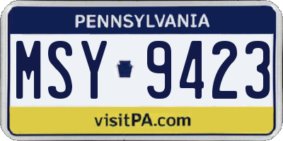PA license plate MSY9423