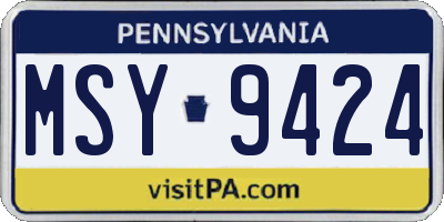 PA license plate MSY9424
