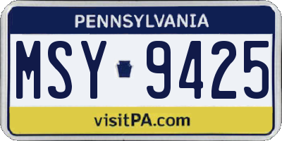 PA license plate MSY9425