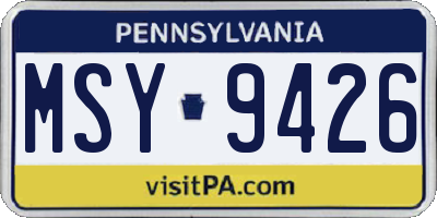 PA license plate MSY9426