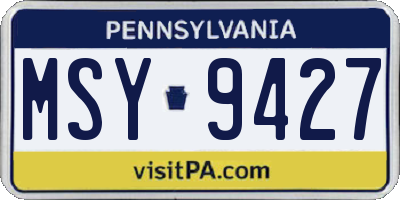 PA license plate MSY9427