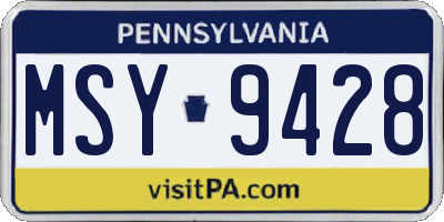 PA license plate MSY9428