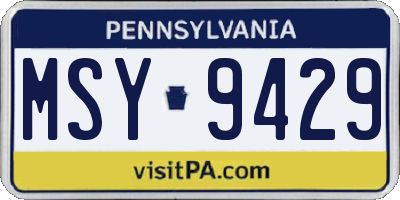 PA license plate MSY9429