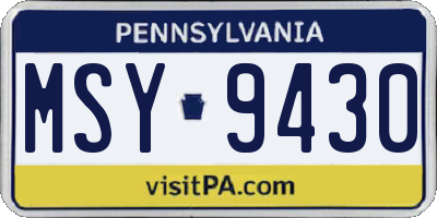 PA license plate MSY9430