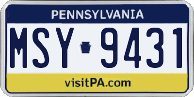 PA license plate MSY9431