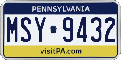 PA license plate MSY9432