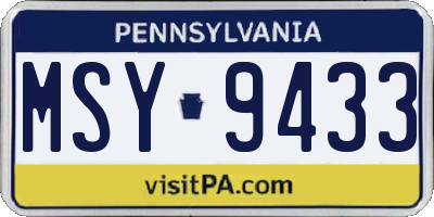 PA license plate MSY9433