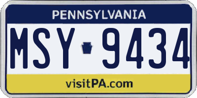 PA license plate MSY9434