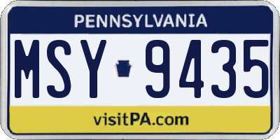 PA license plate MSY9435