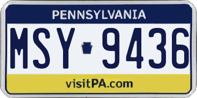 PA license plate MSY9436