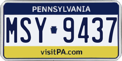PA license plate MSY9437