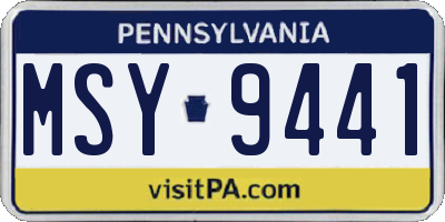 PA license plate MSY9441
