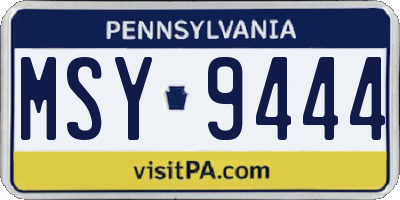 PA license plate MSY9444