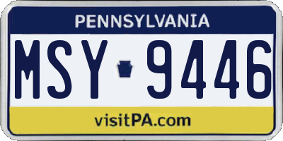 PA license plate MSY9446