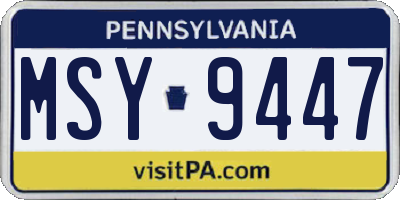 PA license plate MSY9447