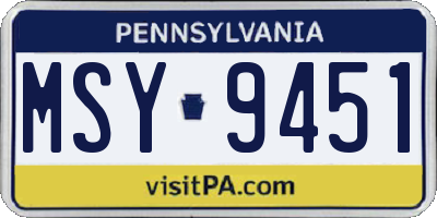 PA license plate MSY9451