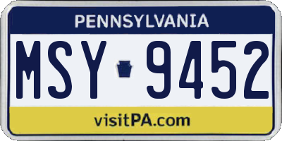PA license plate MSY9452