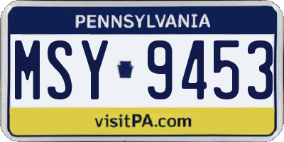 PA license plate MSY9453