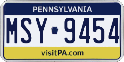 PA license plate MSY9454