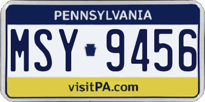 PA license plate MSY9456