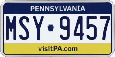 PA license plate MSY9457