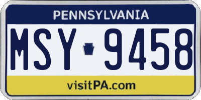 PA license plate MSY9458