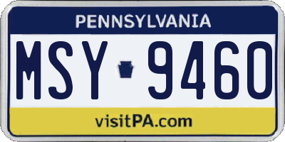 PA license plate MSY9460